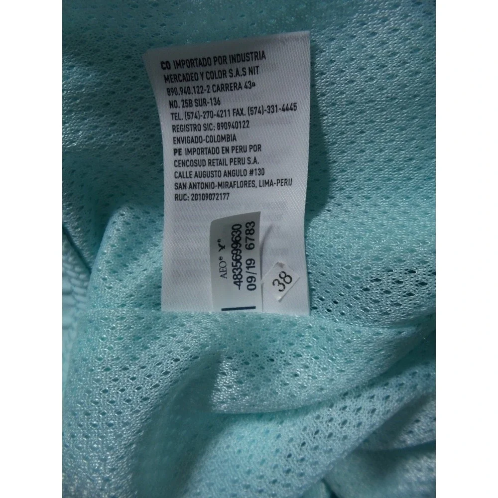 American Eagle Shorts Mens Large Blue Swim Trunks Zip Pockets Drawstring Stretch